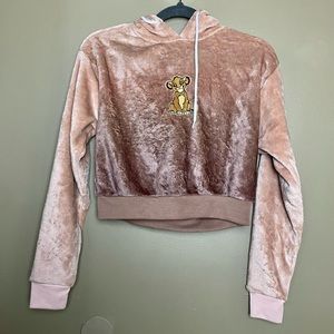 Women’s Disney Ombré Simba Plush Pullover Crop Sweatshirt Size XS